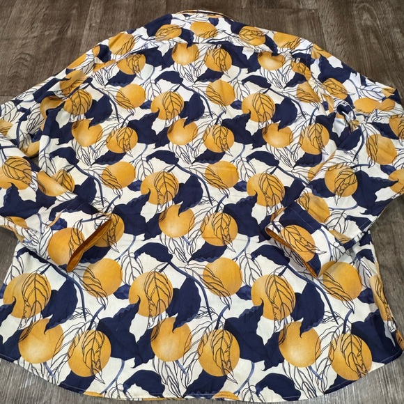 Avenue 21 Men's Printed Cotton Button-Up Shirt XL Black Yellow/navy Premium - Picture 7 of 8